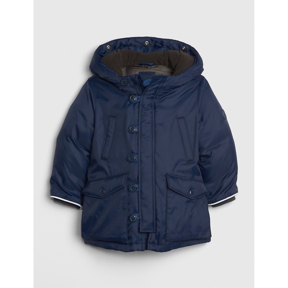 GAP Kids Unisex ColdControl‎ Max Parka Navy Blue Insulated Cozy Fleece Pockets M